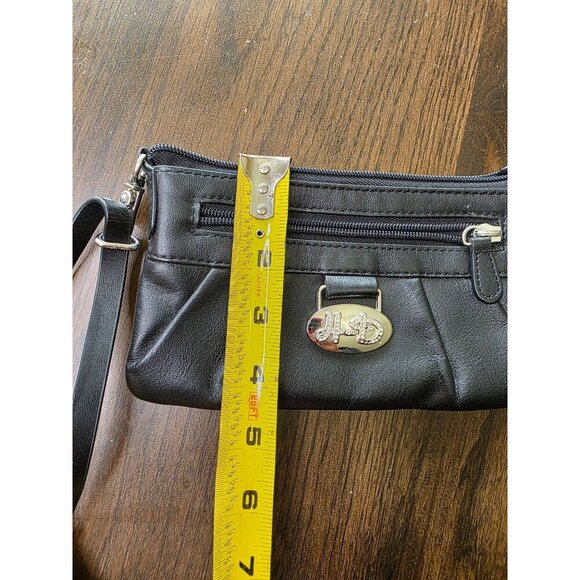 Harley-Davidson Leather Shoulder Bag Clutch Purse Rhinestone Embellished Logo - Picture 16 of 16